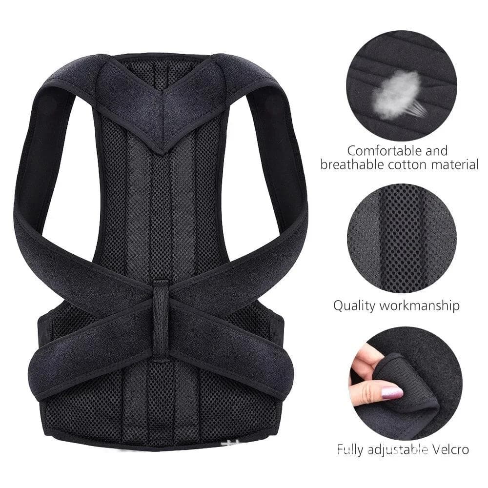 Adjustable Back Posture Corrector Clavicle Spine Back Pain Relief Support Sports Reshape Your Body Upper and Lower 1pcs S black
