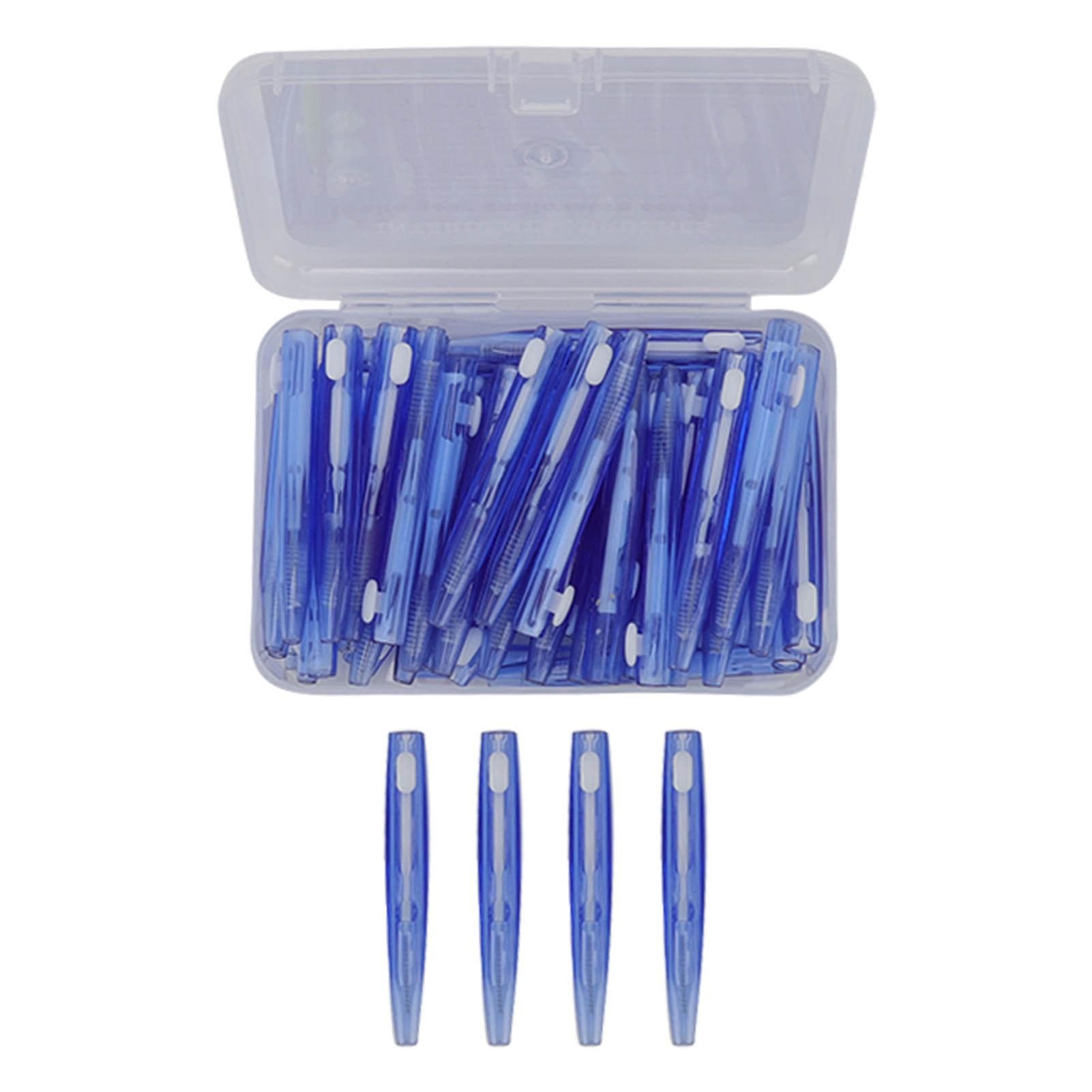 60Pcs Interdental Brush Practical Slim Braces Cleaner with PP Handle for Adults Children blue