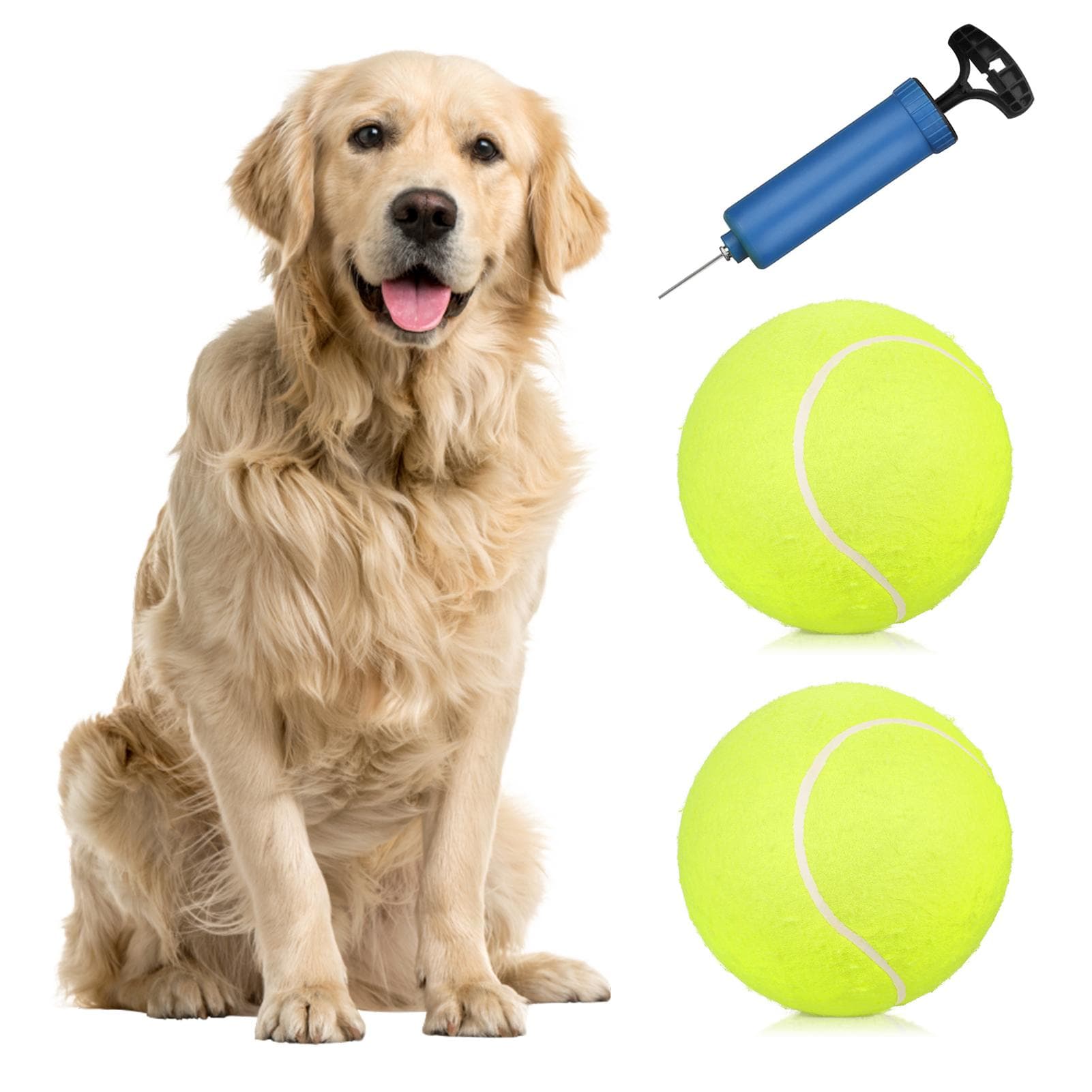 2pcs 9.5 Inch Oversize Giant Tennis Balls Inflatable Tennis Ball Dog Toy Balls For Signature Ball & Pump green