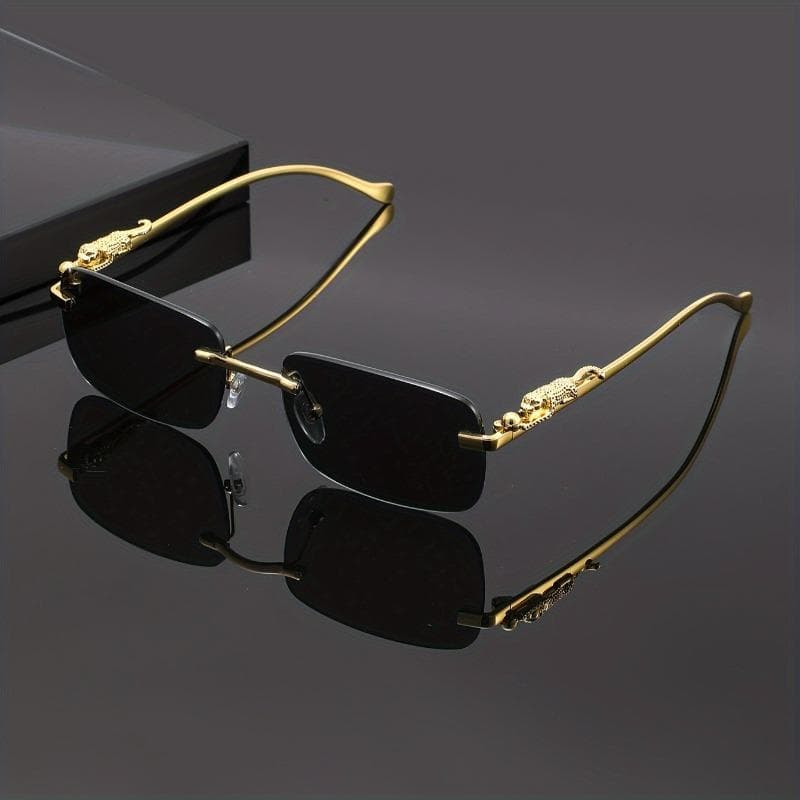 Leopard Print Frameless Square Glasses Stylish and Lightweight for Casual Wear