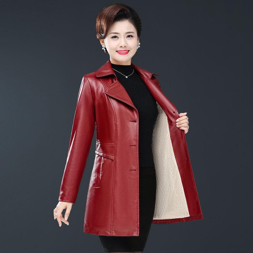 Leather Jacket for Women Aged 40 To 60, Slim Fit, Fashionable, Middle-aged and Elderly, Jacket and Top L