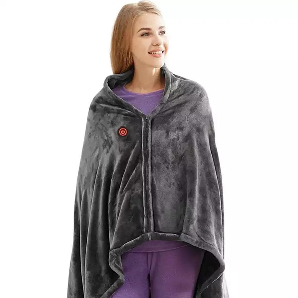 Electric Heating Blanket USB Charging Heated Shawl 3 Heating Level Coral Fleece Plush Winter Warm Shawl for Outdoor Home Office