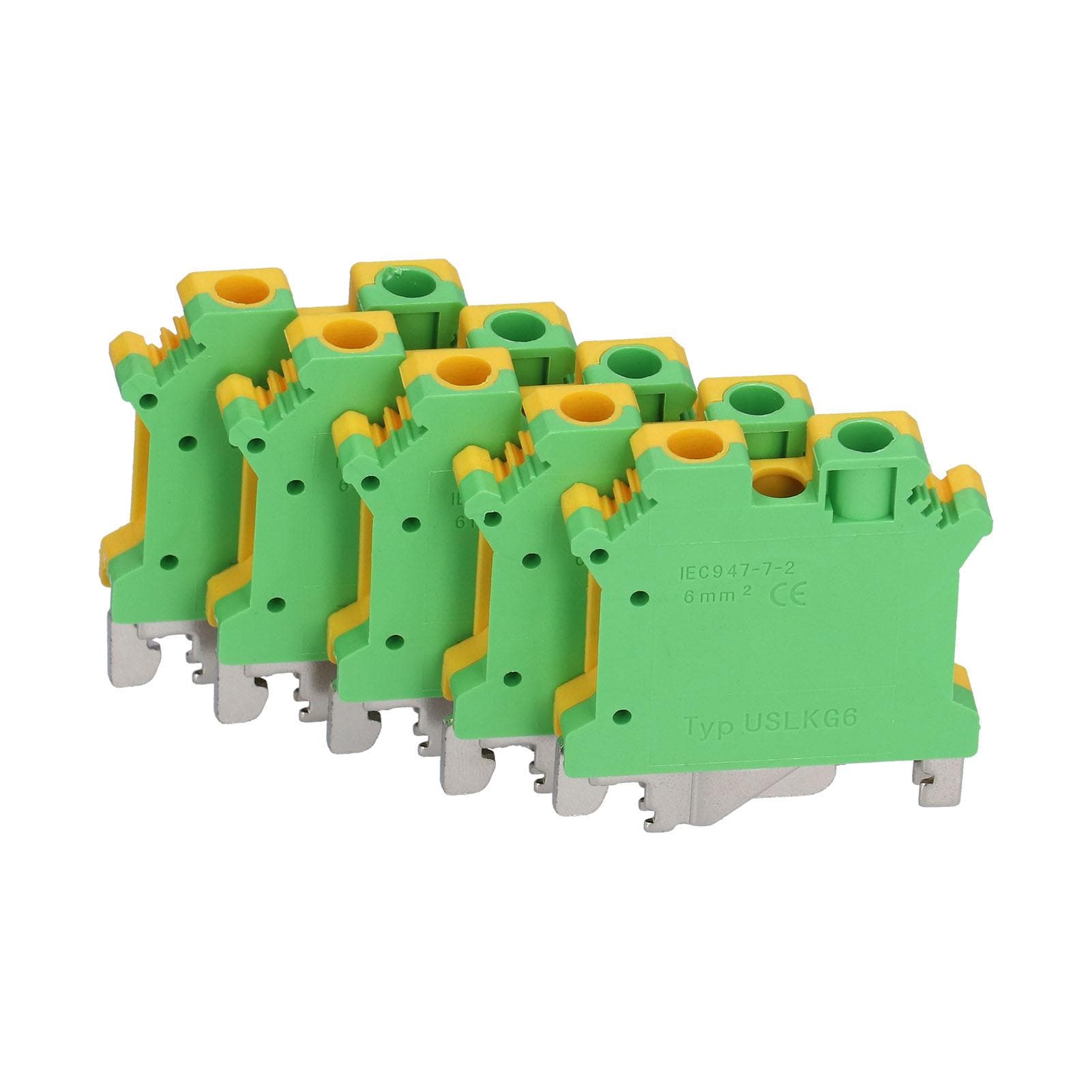 50Pcs DIN Rail Mount Terminal Grounding Terminals Block for Electrical Connections USLKG?6