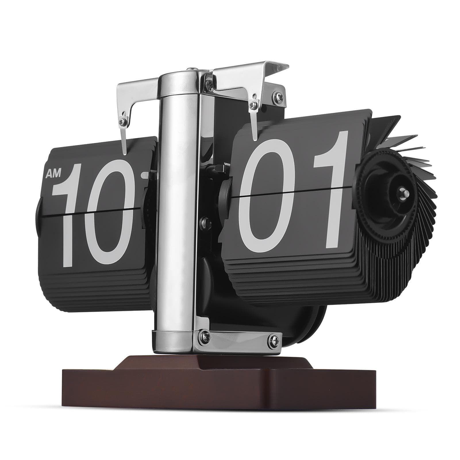 Desk Flip Clock Vintage Decor Heavy Duty Stainless Steel Mechanical Digital Table Clock Page Turner 12H