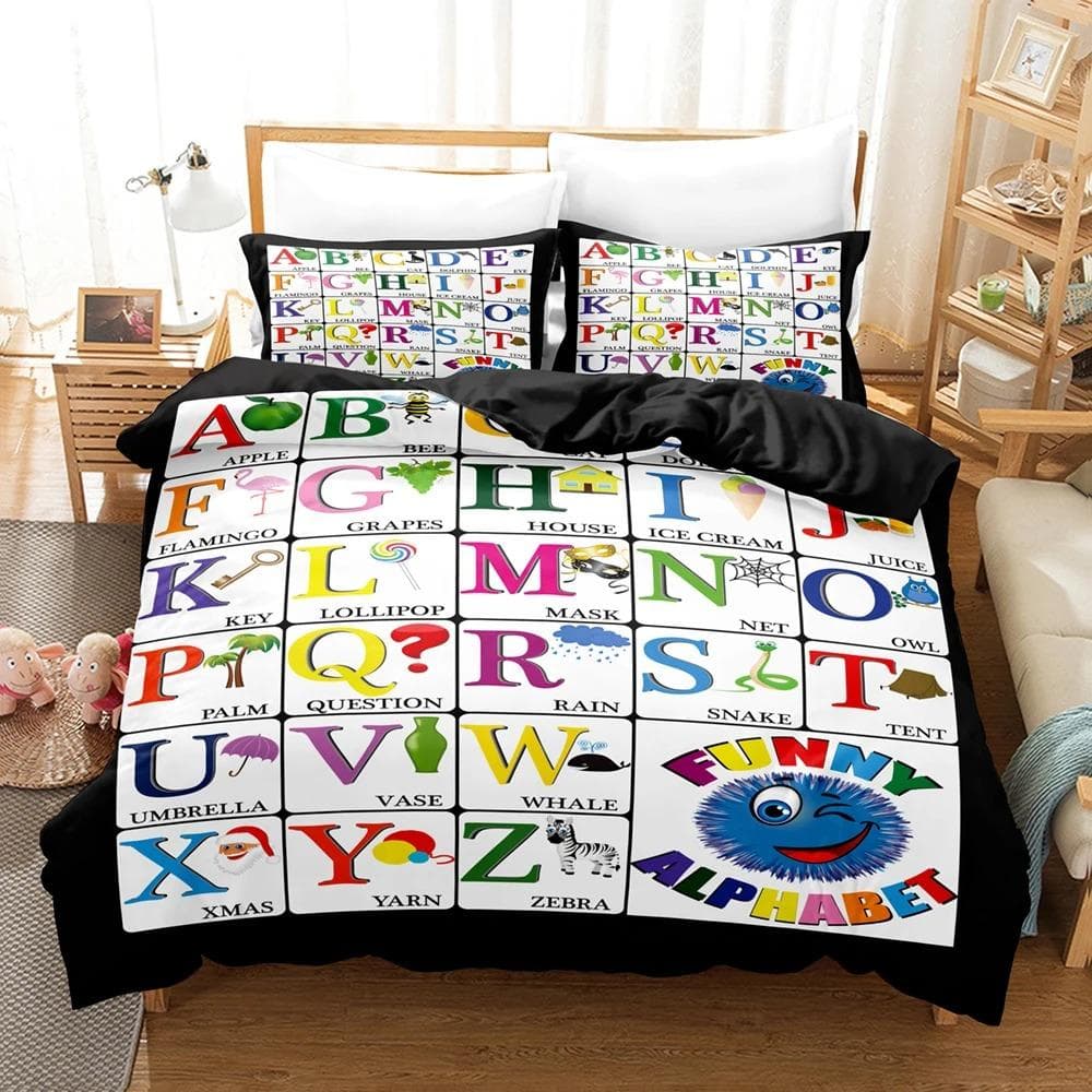 Alphabet Lore Bedding Set Single Twin Full Queen King Size Bed Set Girls Boys Bedroom Duvet Cover Sets Anime Duvet Cover EU Single 135x200cm