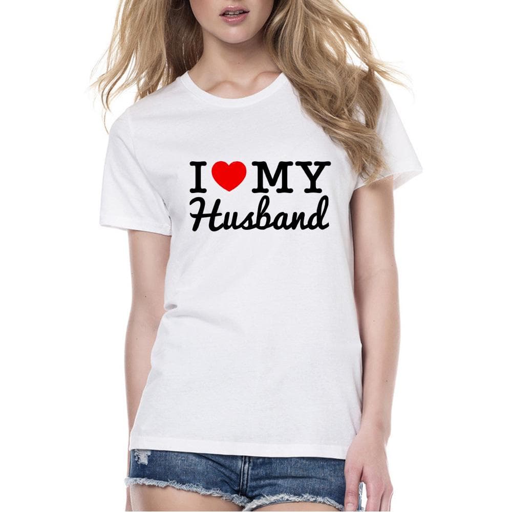 Arrival Groom Bride Lovers TShirt Women Men I Love My Wife Husband Printing Tshirt Husband and Wife XL white