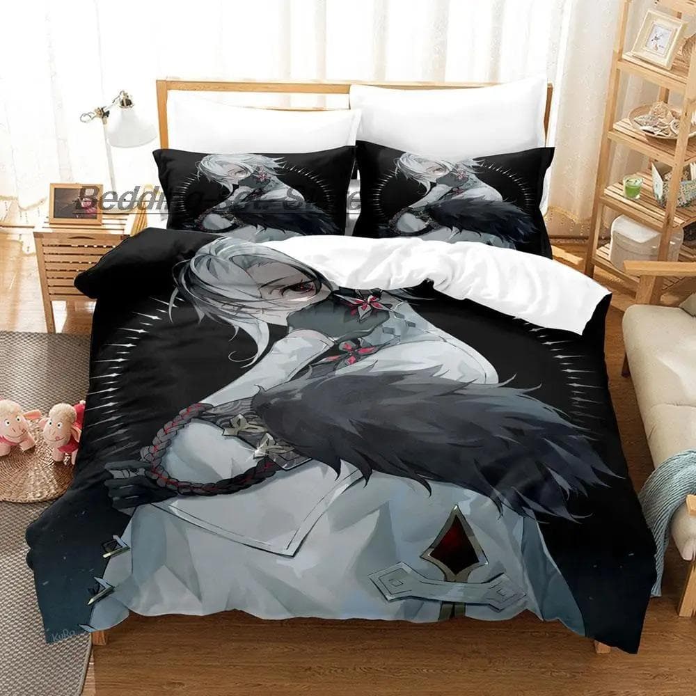 New Genshin Impact Arlecchino Bedding Set Single Twin Full Queen King Size Bed Set Aldult Kid Bedroom Duvetcover Sets Game Anime EU Single 135x200cm