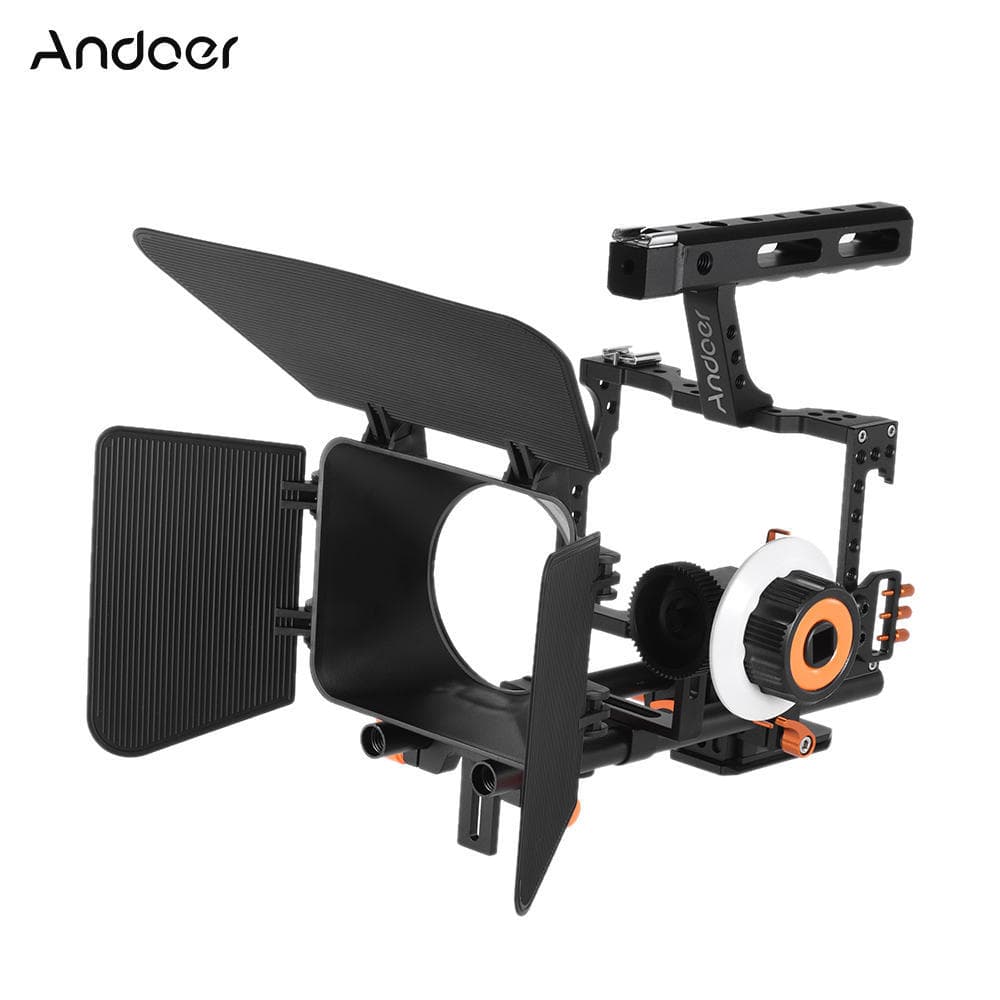 C500 Aluminum Alloy Camera Camcorder Video Cage Rig Kit Film Making System with 15mm Rod orange