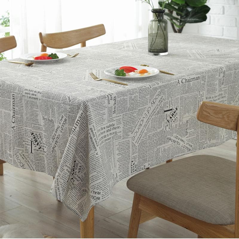 Retro Cotton Linen Tablecloth English Newspaper Dustproof Anti Slip Table Mat Minimalist Hotel Home Tea Table Decoration Cloth 90x90cm