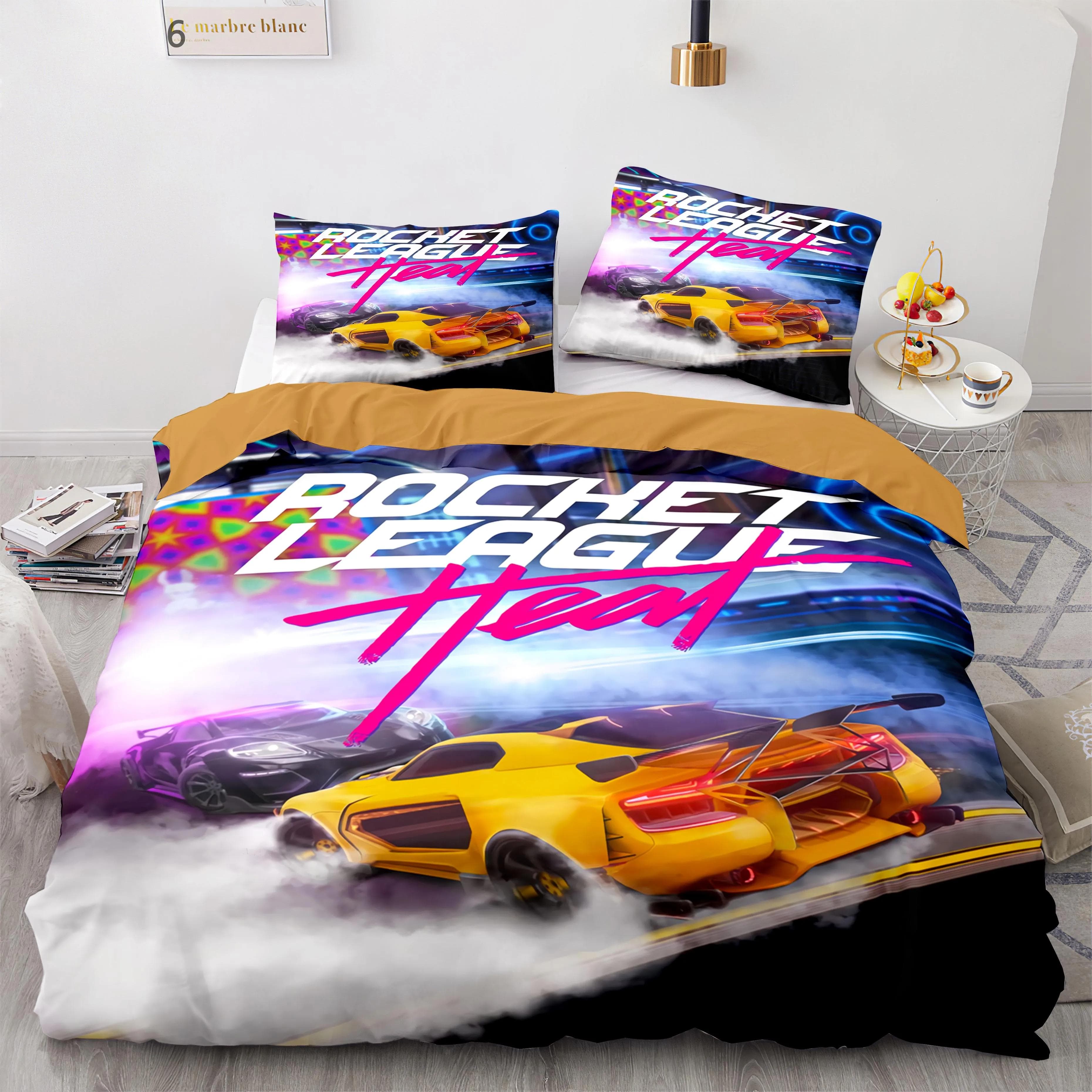 Rocket League Bedding Set Bedspread Single Twin Full Queen King Size Car Rocket League Bed Set Children's Bedroom Duvetcover 218x177cm 86x70in
