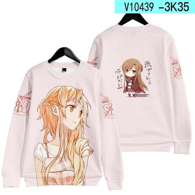 Sword Art Online Anime Clothes Peripheral Trend New Long Sleeve T-shirt Two-dimensional Round Neck Sweater S pink