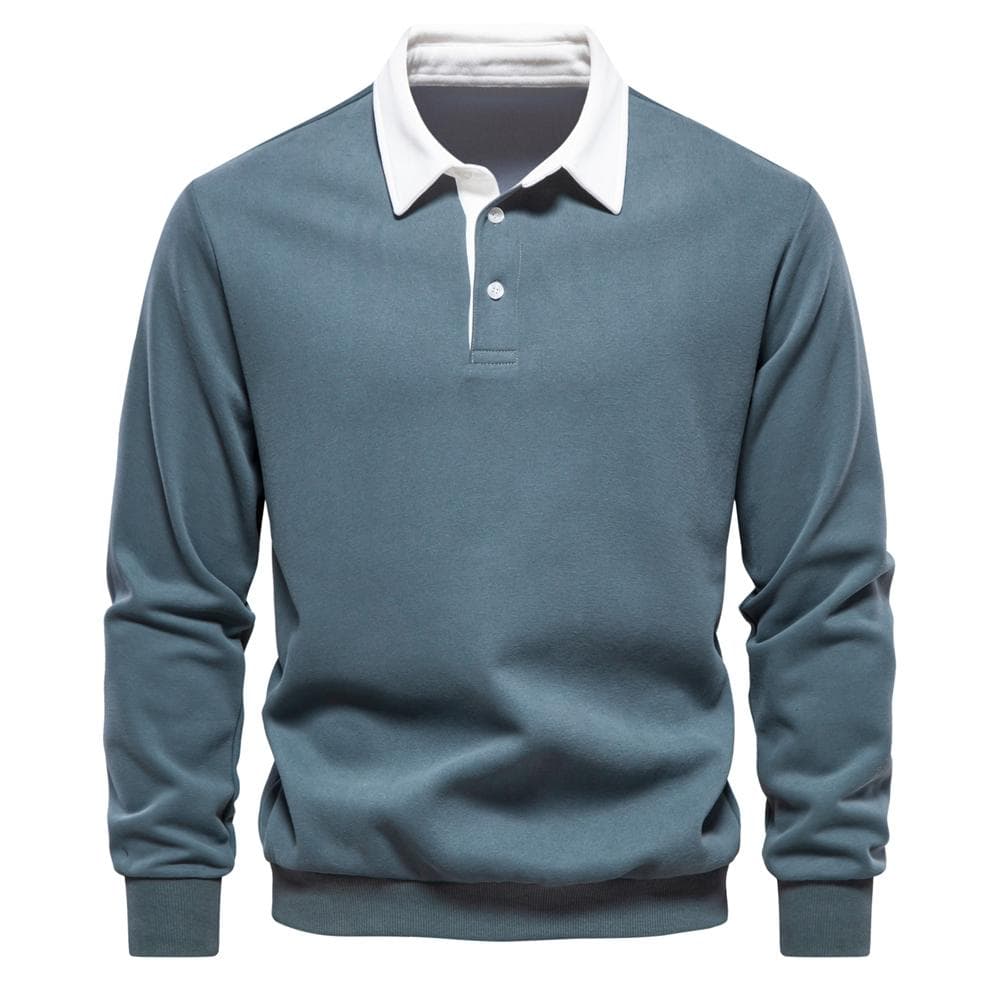 2023 New Autumn Fashion Design Polo Neck Sweatshirts for Men Casual and Social Wear Quality Cotton Mens Sweatshirts L 75-85 kg green