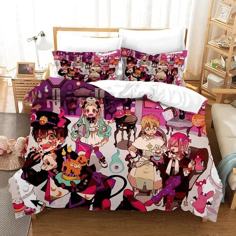 Anime Toilet Bound Hanako-kun Duvet Cover Pillowcase Bedding Set Double Twin Full Queen King Adult Kids Bedclothes Quilt Cover 70x133cm 2pcs