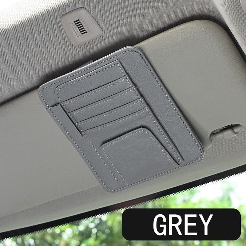 Car Sun Visor Organizer Multi-Pocket Business Card Storage Management Sunglasses Holder Visor Accessories Auto Interior grey
