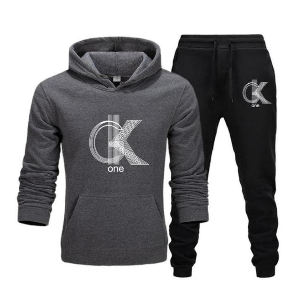 Men's Fashion Printed Hoodie+Pants Set, Casual Sportswear+Sportswear Set XL