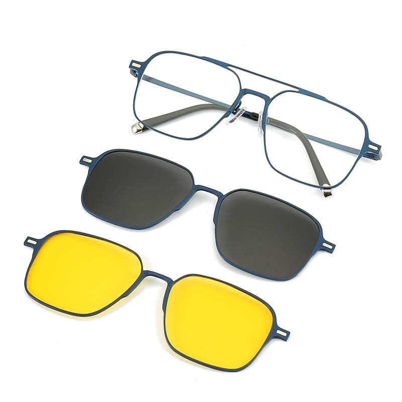 1/3 In 1 Magnetic Clip On Sunglasses For Men Women Optical Myopia Nearsighted Glasses Trendy Frame 0