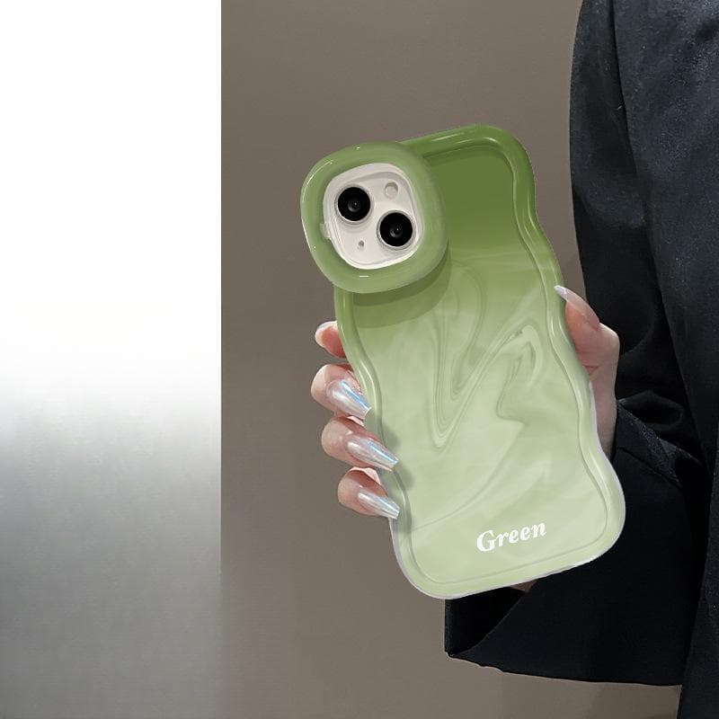 Green Smudged Lanyard Suitable for Apple 15 Mobile Phone Case Iphone14promax Double Bracket Xr Wavy Side Redmi K40/K40 Pro