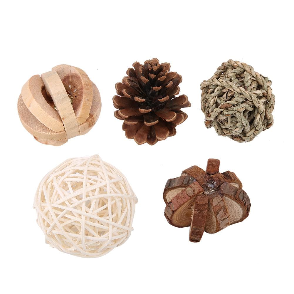 Small Pet Natural Wooden Handmade Ball Set Hamster Rat Mice Toy Accessories