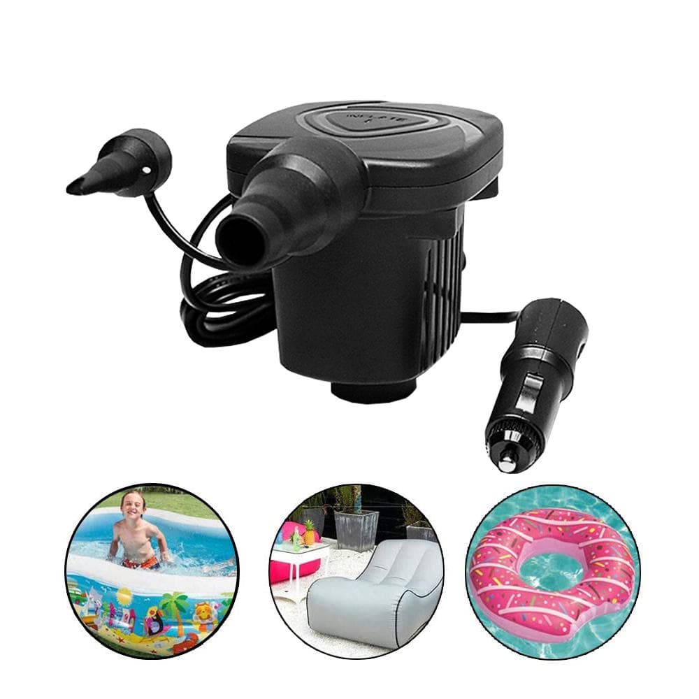 DC 12V Portable Electric Air Pump Air Mattress Boat Car Auto Air Inflatable Pump For Car Camping black