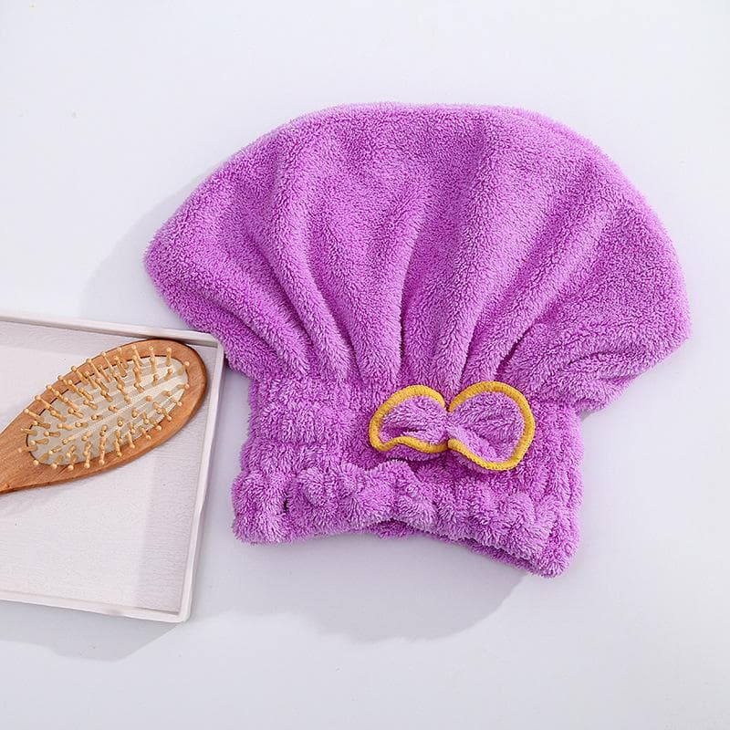 Quick Hair Drying Bath Towel Spa Bowknot Wrap Towel Cap Bathroom Accessories Bonnets for Women Designer Shower Cap purple