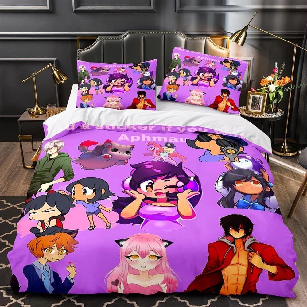 Aphmau Jessica Bravura Bedding Set Boys Girls Twin Queen Size Duvet Cover Pillowcase Bed Kids Adult Fashion Home Textileextile AU Queen 210x210cm