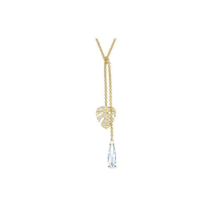 Swarovski Tropical Leaf Y-Chain Necklace Women necklace White 5519249 Box (Random Color)