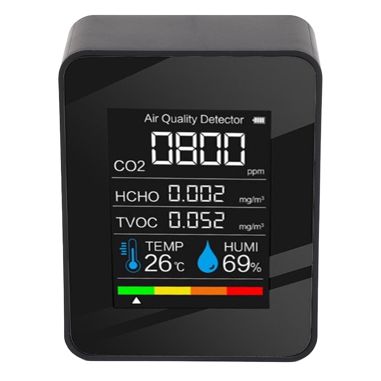 5 in 1 Air Quality Monitor LCD Color Screen CO2 TVOC HCHO Temperature Humidity Multifunctional Air