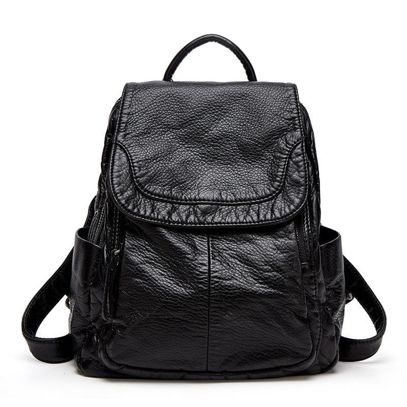 Fashion Soft Leather Backpack Female Simple Backpack Spring and Summer on The Large Capacity Travel Bag Schoolbag Leisure