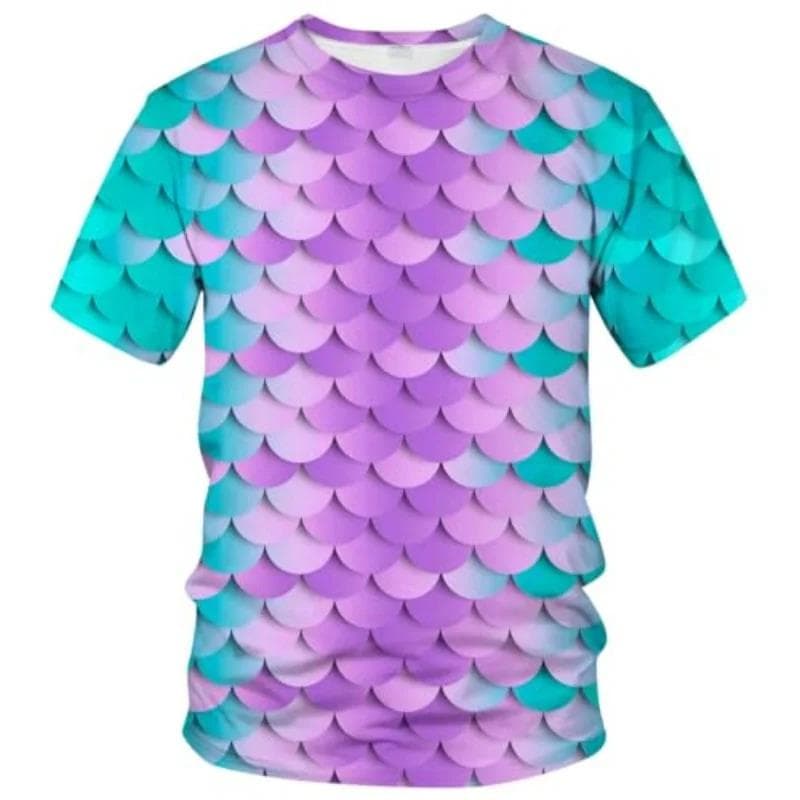 Funny Fish Scale Pattern 3D Print Tshirt Men And Women Summer Fashion Personality O Neck Short Sleeve T Shirt Casual Kid Tee Top XL