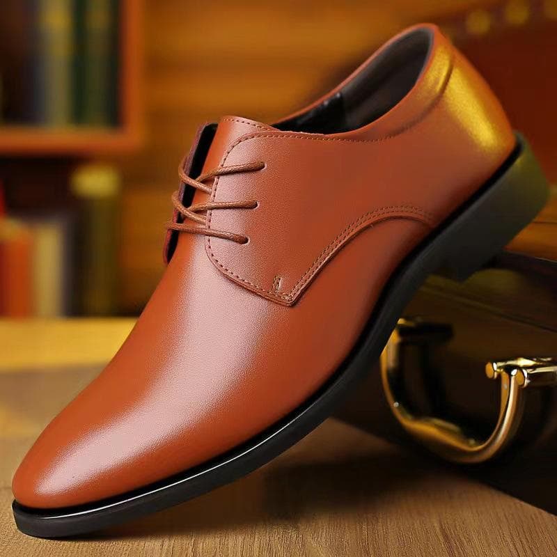Large Size Business Leather Shoes Men's Formal Wear Youth Casual Korean Style Trend British Men's Shoes 39 brown