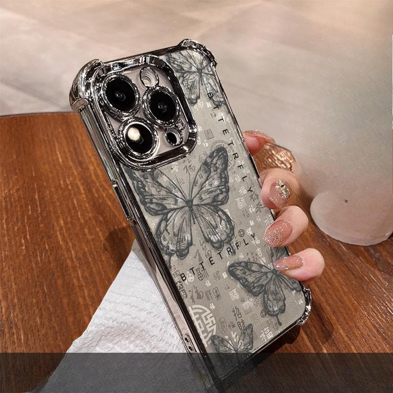 Line Butterfly Stand Suitable for IPhone15promax IPhone Case 14 Baifuka 13 Transparent Silicone 16 Redmi NOTE13 Pro