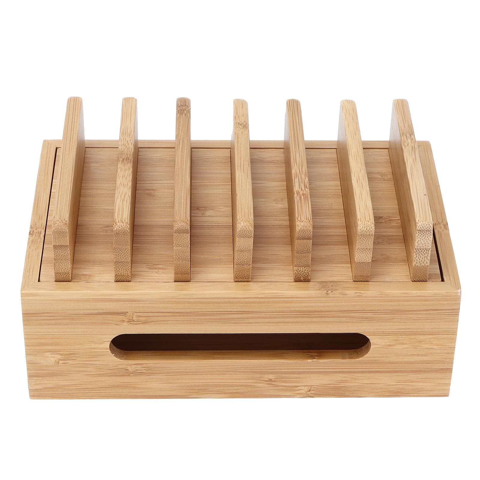 Bamboo Wood Cell Phone Dock Portable Tablet Computer Organizer Storage Box for Home Office