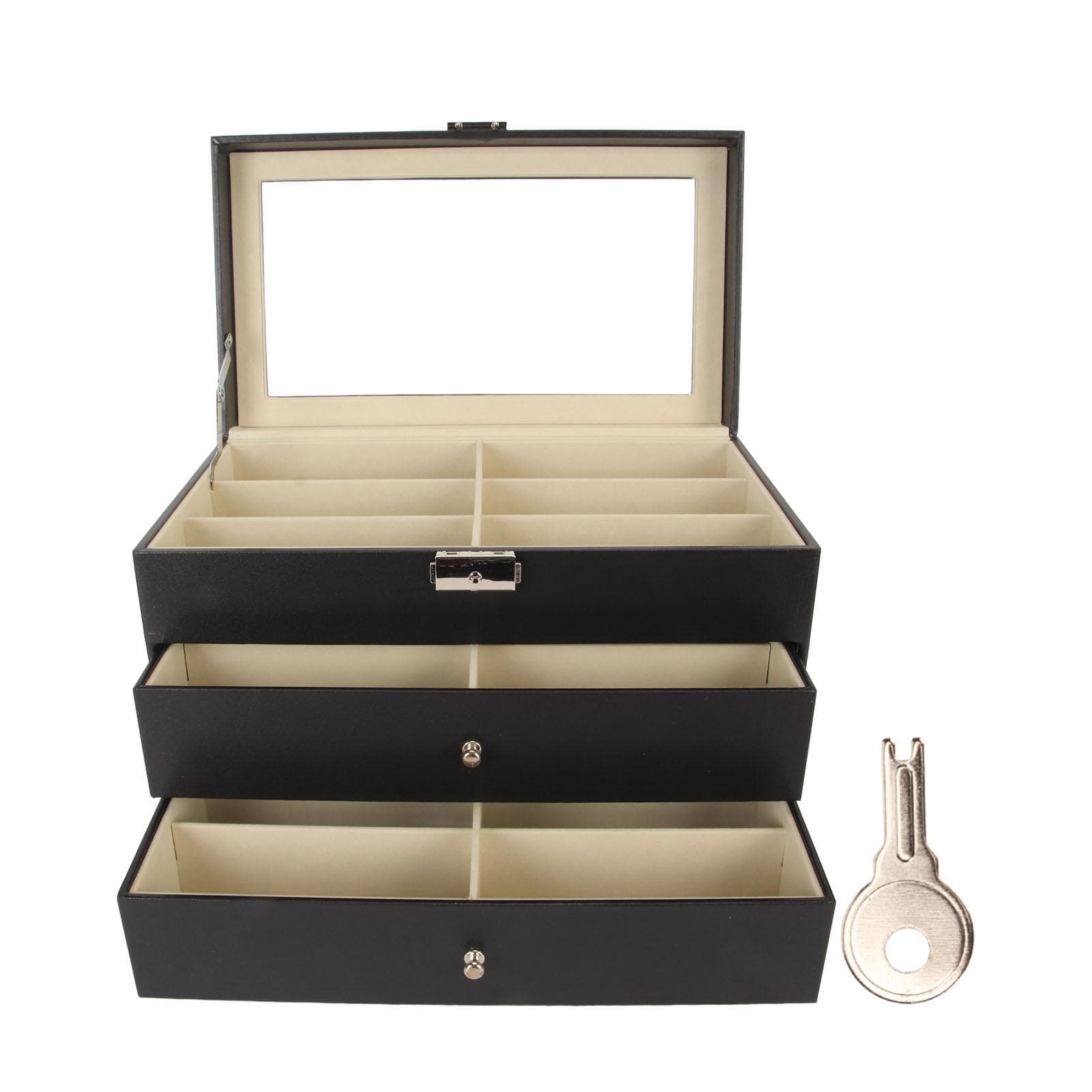 Sunglasses Organizer Multiple 18 Slot 3 Layer Eyeglasses Storage Box Display Case Eyewear Holder