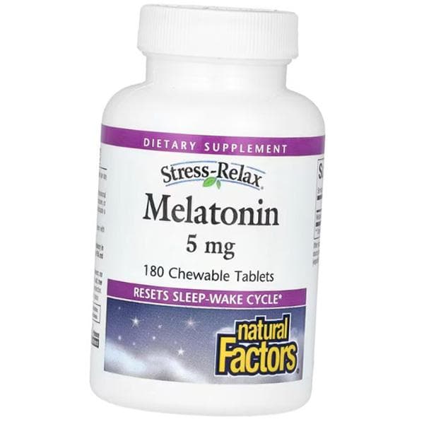 Melatonin for sleep, Stress Relax Melatonin 5, Natural Factors (72406010) 180tab