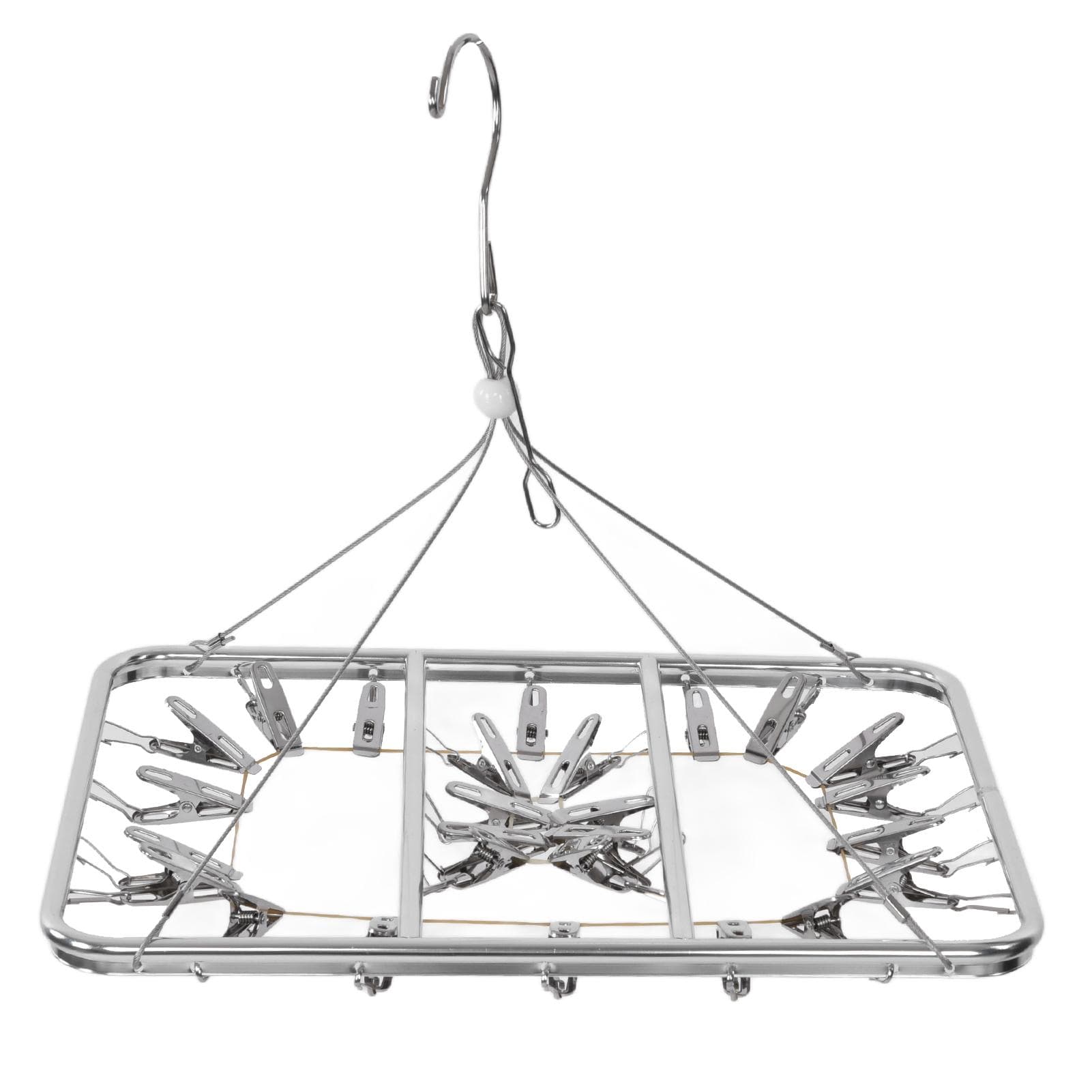 Multifunction Aluminum Alloy Laundry Drying Rack with 26 Clips for Socks Underwear Scarf Gloves