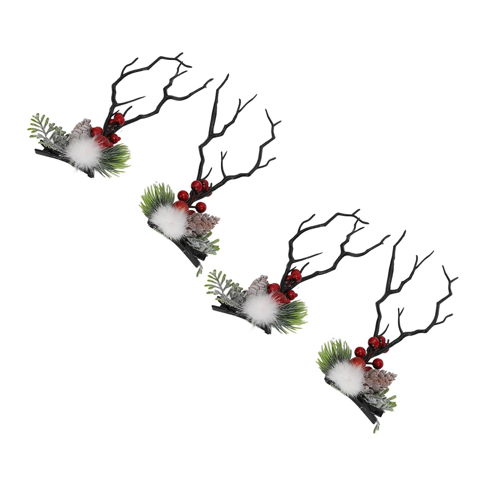 2 Pairs Reindeer Hair Pins Fairy Style Christmas Antlers Hair Clips Decorative Festival Hair Pins
