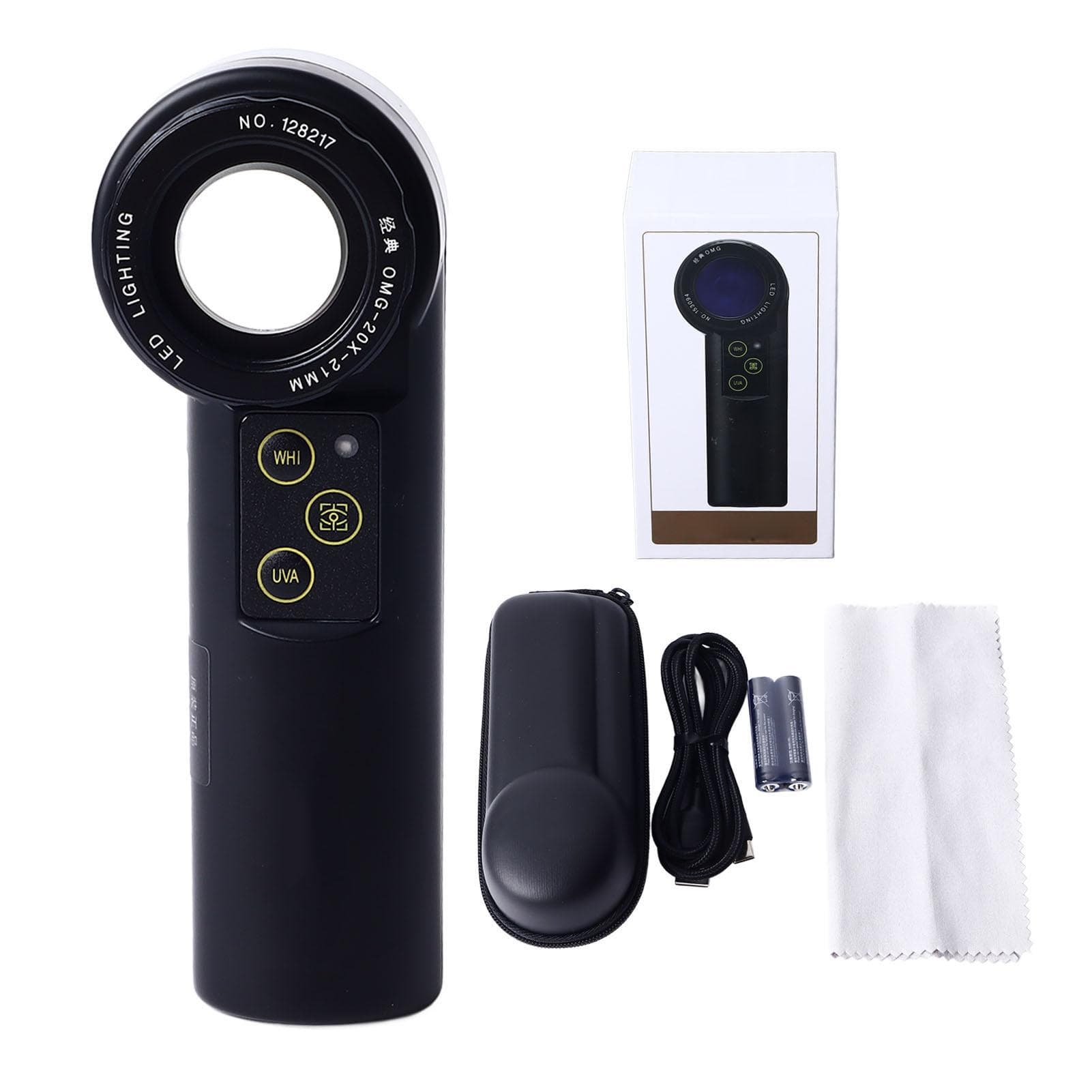 Monocular Watch Repairing Magnifier Light LED Pocket Magnifying Glass for Coins Stamps 20x