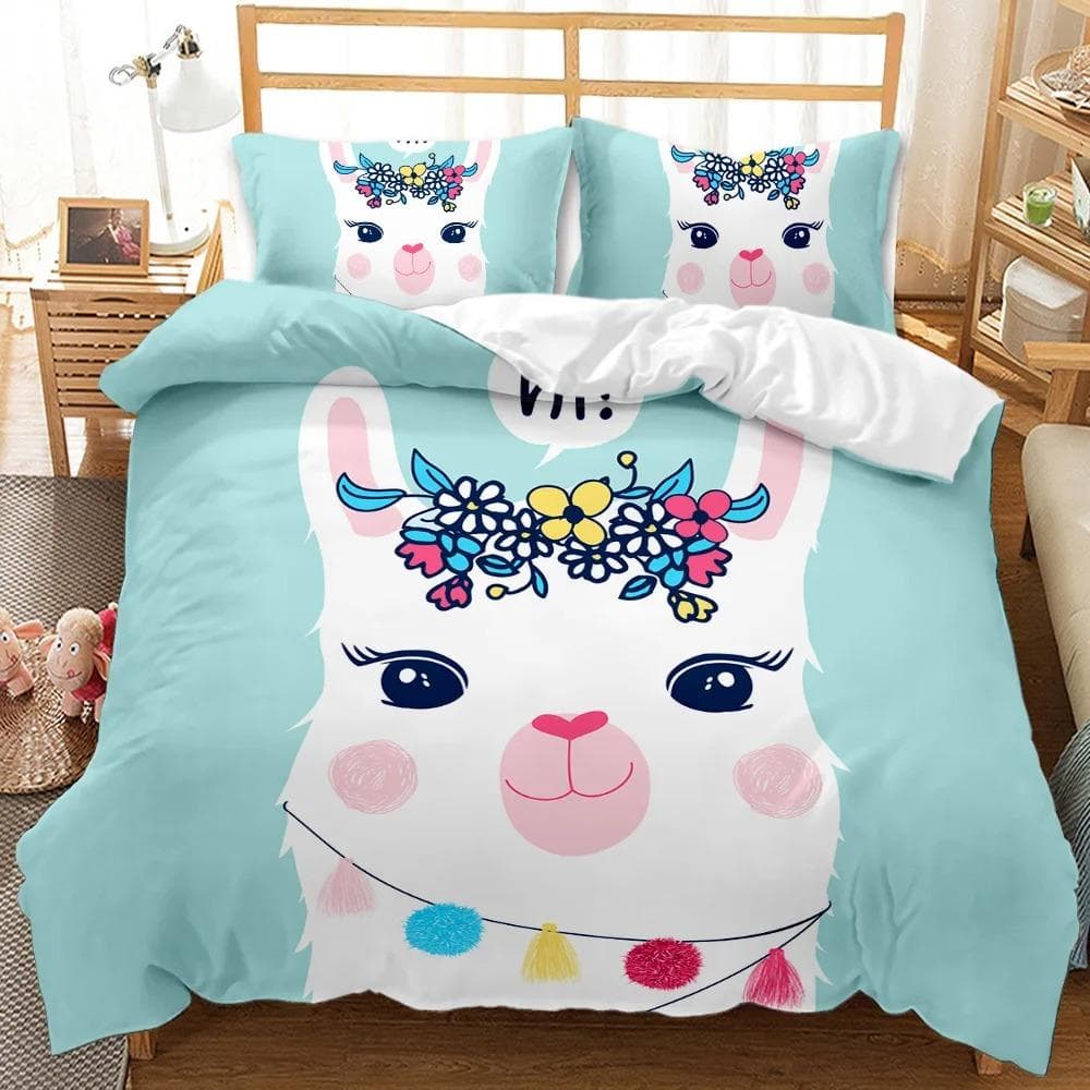 Animal Llama Cute Alpacas Bedding Set Boys Girls Twin Queen Size Duvet Cover Pillowcase Bed Kids Adult Home Textileextile 70x133cm 2pcs