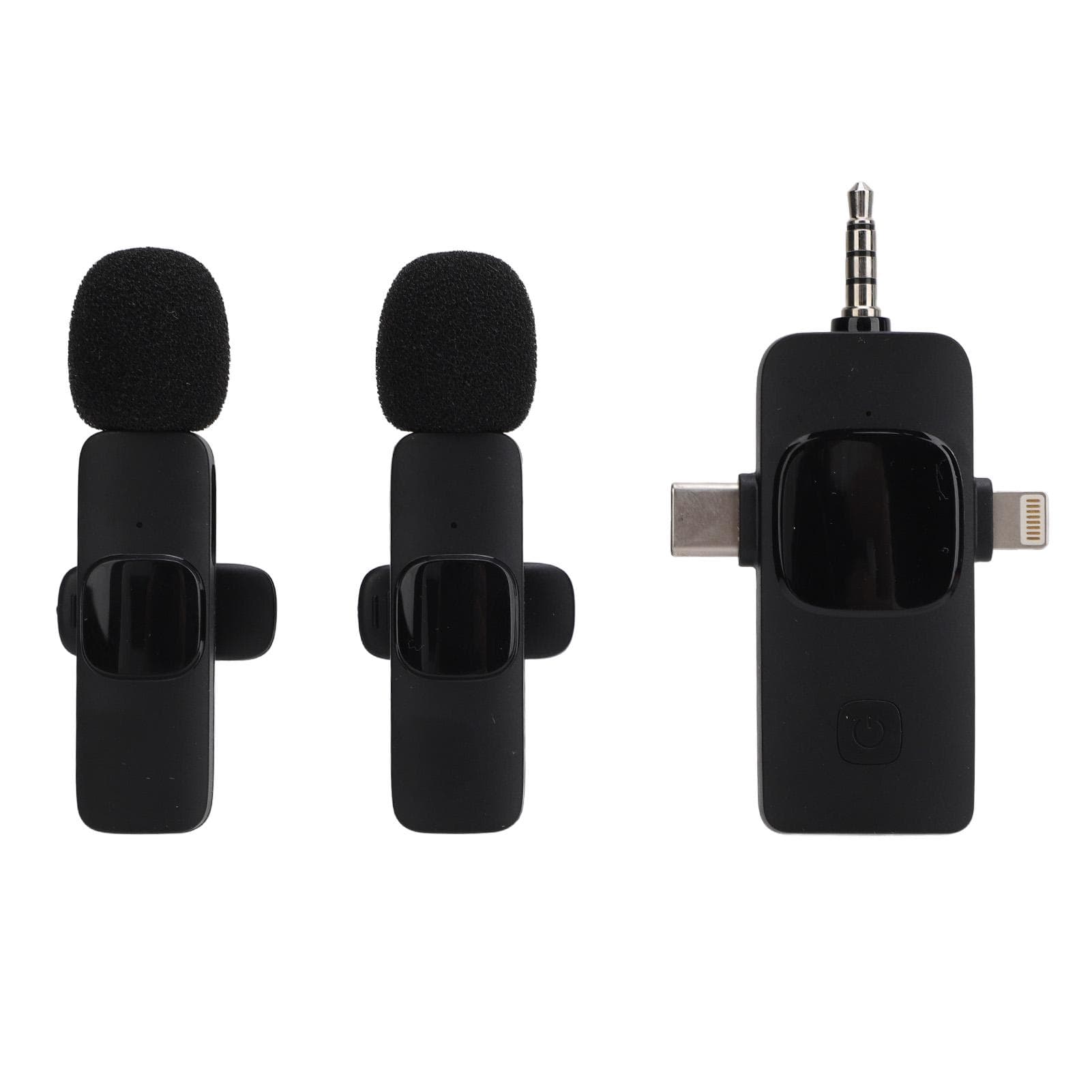 2PCS 3 in 1 Wireless Lavalier Microphones 2.4GHz Noise Reduction Mini Clip On Lapel Mic with