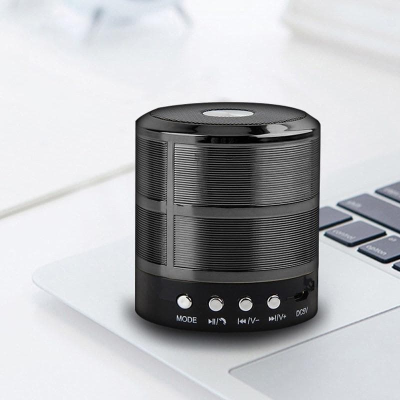 1PC Metal Small Steel Cannon Wireless Bluetooth WS-887 Sound Phone Subwoofer Card Large Volume Small Speaker black