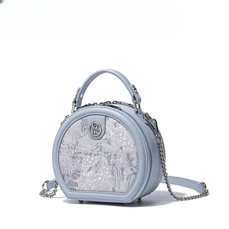 Women's Bag Blue Round Cake Bag Hand-embroidered Crossbody Bag
