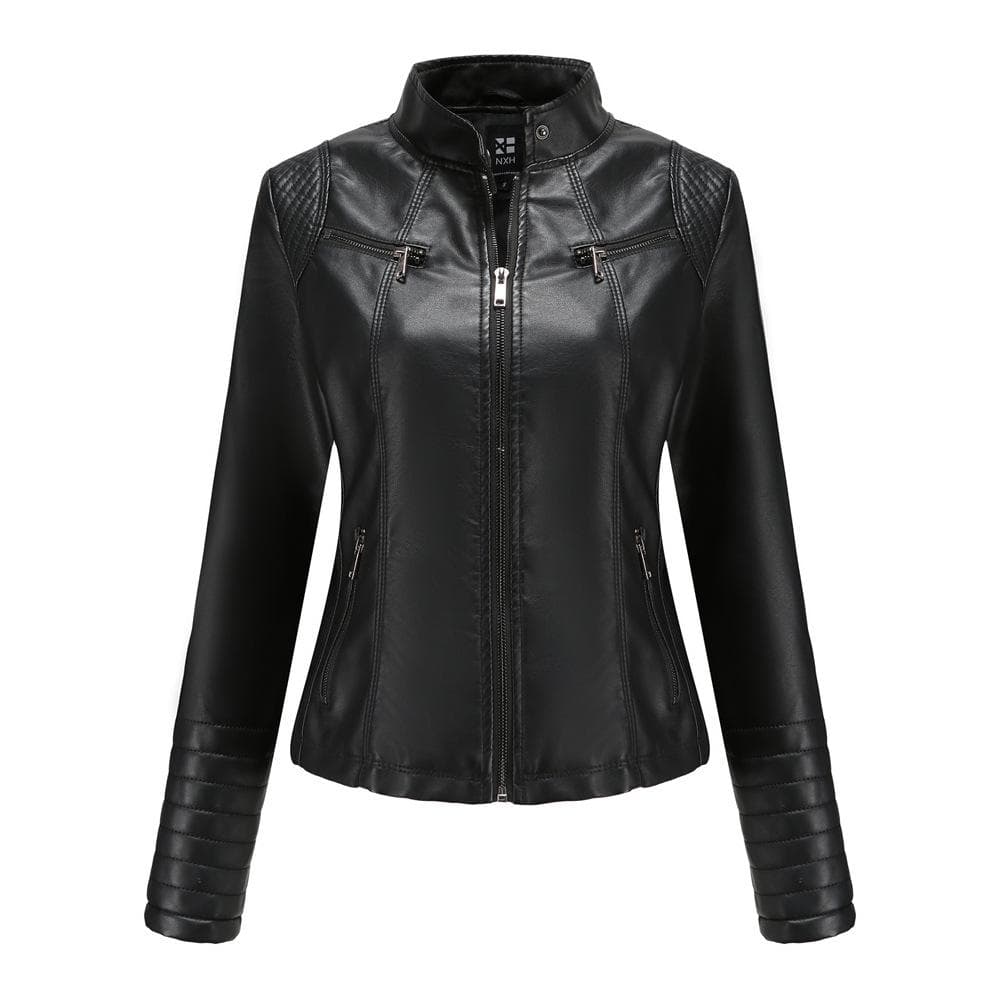 Women's Leather Jackets Women's Spring and Autumn Thin Motorcycle Leather Jackets Short Fashion Women's Jackets M