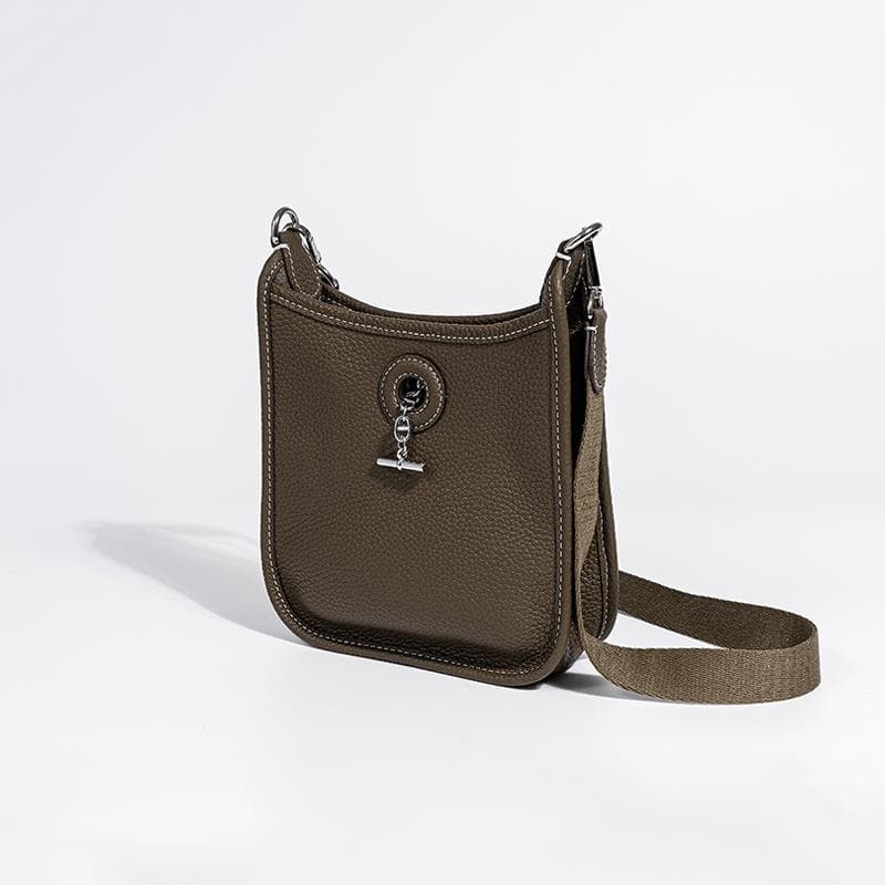 Top-grain Leather Single-shoulder Bag, Retro Woven Strap Crossbody Small Bag