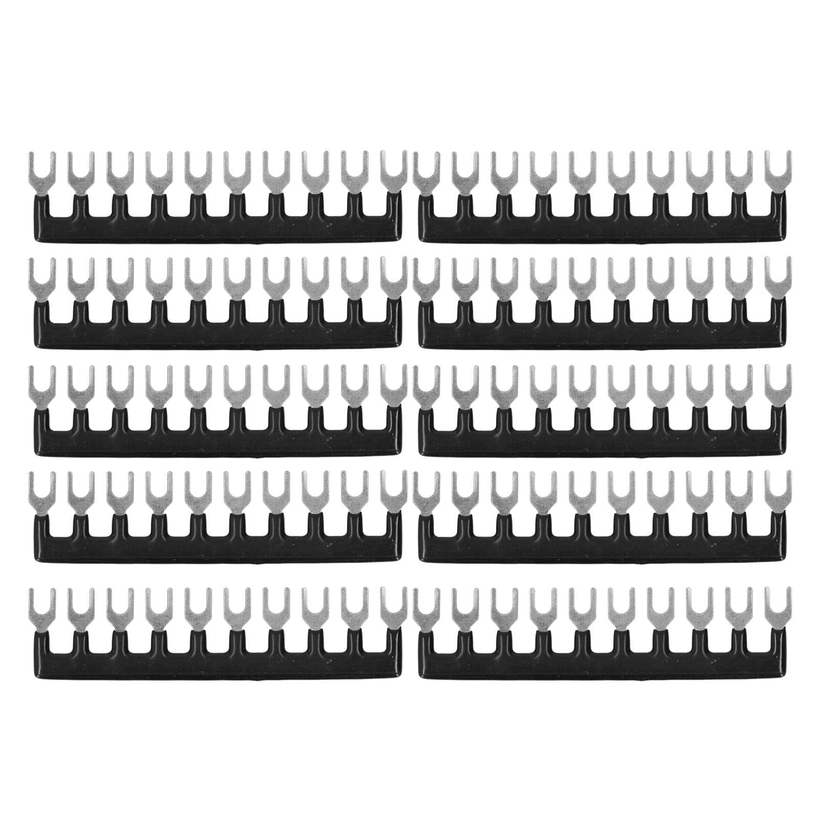 10Pcs Fork Type Terminal 8 Positions Barrier Strips Stripe Block with Pre Insulated 400V 15A Black
