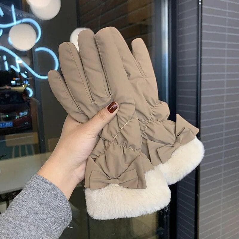 Gloves Women's Winter Thickened Windproof Gloves Winter Keep Warm Gloves khaki