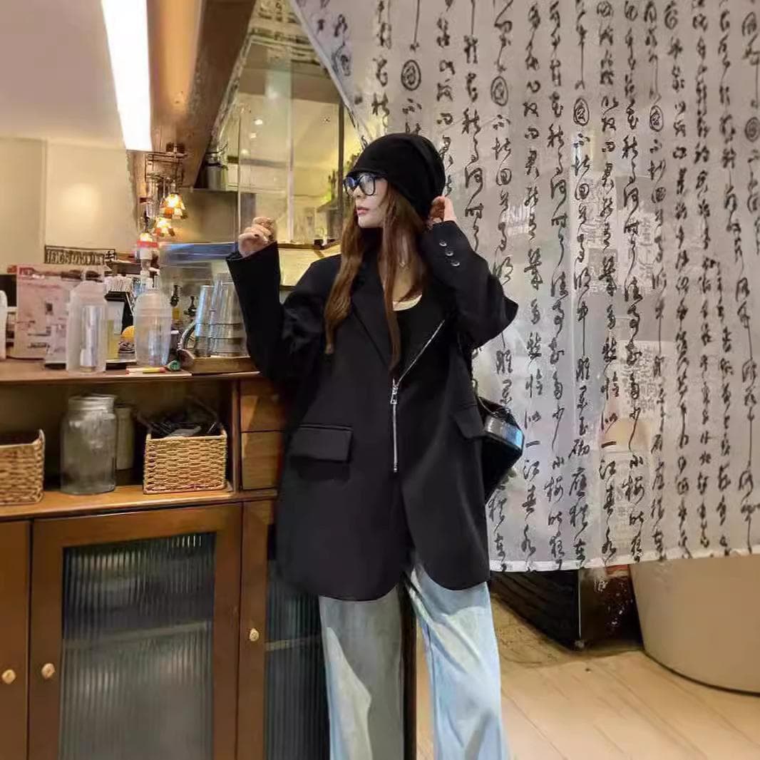 Spring and Autumn New Korean Style Jacket Women's Zipper Style Small Casual Loose Large Size Small Suit XL