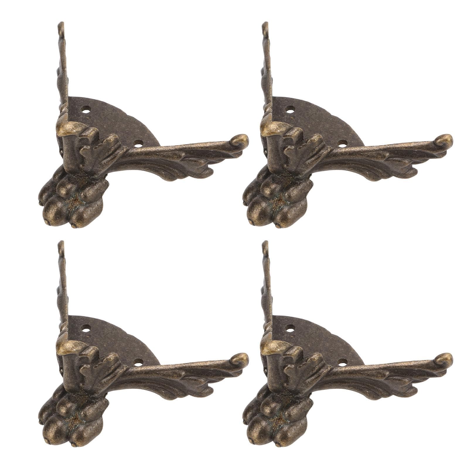4 Pcs Wooden Box Feet Vintage Bat Shape Furniture Wooden Box Gift Box Jewelry Box Four Sides Fixed