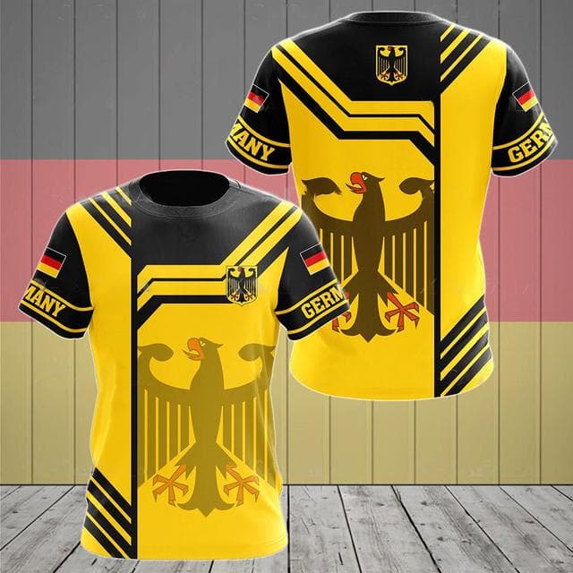 German Men's T-shirt Street Casual Top German Flag Print Oversize Shirts Street Hip Hop Harajuku Vintage Clothes O-neck Pullover L