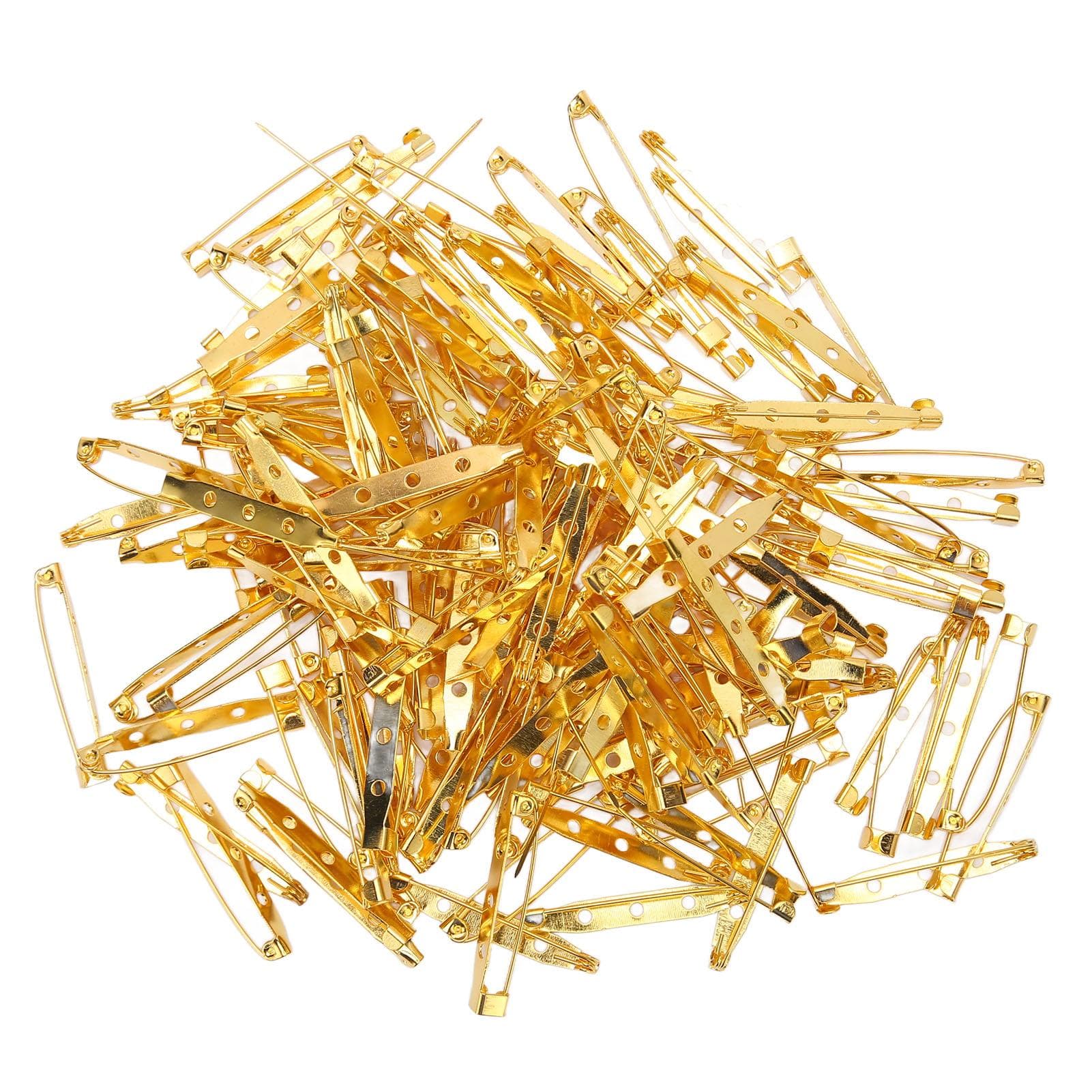 200pcs Gold Safety Pin 1.6in Length Rust Prevention Metal Large Safety Pins for Clothes Crafting