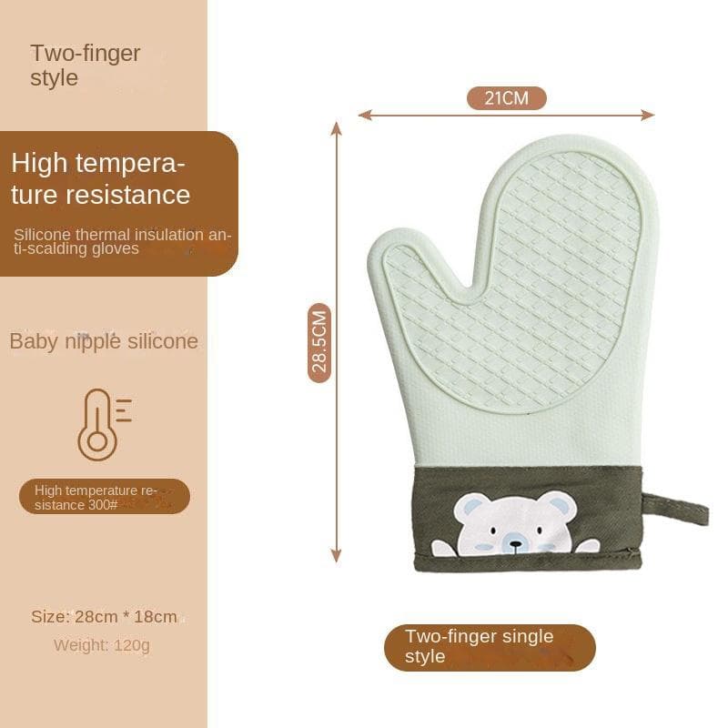Silicone heat insulation gloves thickened, non-slip, high temperature oven gloves baking and scalding kitchen hand clamps